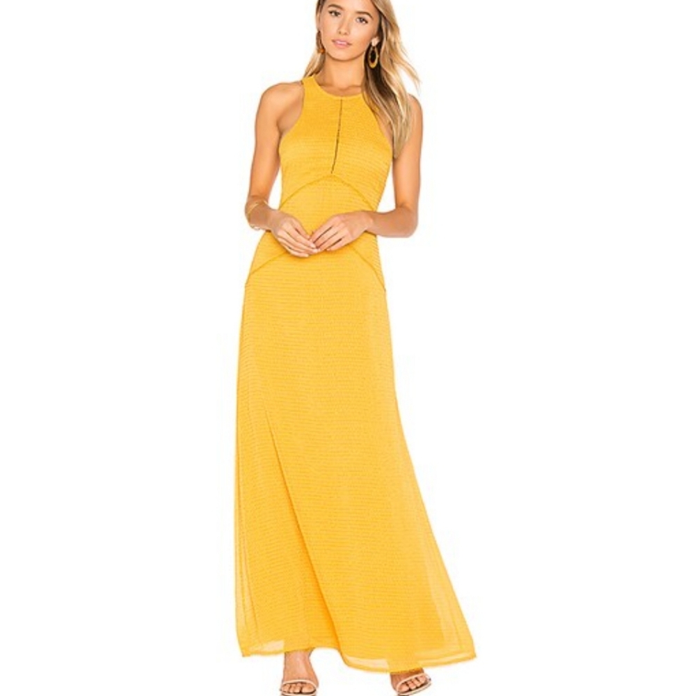 House of Harlow BOHO Allegra in mustard yellow sleeveless maxi sundress SMALL